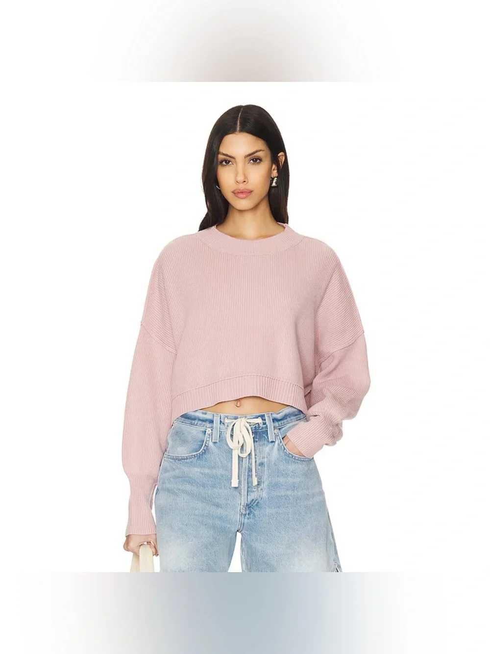 New NWT Women’s Free People Easy Street Crop Pullover Sweater in Mauve (Small)